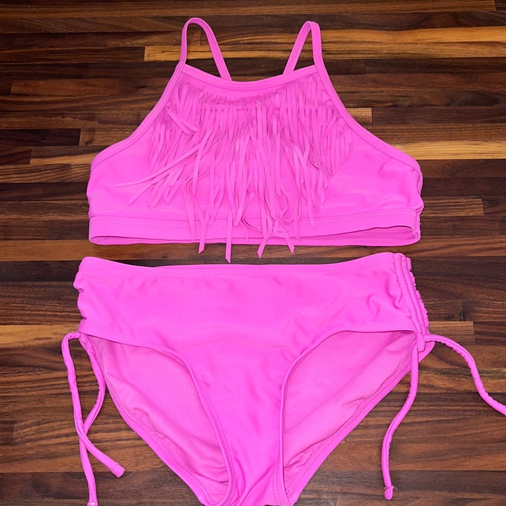 Justice Girls Bikini Set Size 10 Fringe Top EUC